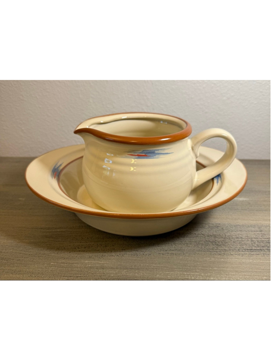 Noritake Other - vintage Noritake Stoneware Raindance (Pattern #8675) gravy boat underplate bowl